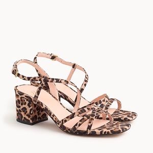 NWB J CREW Odette strappy leopard sandals suede 10